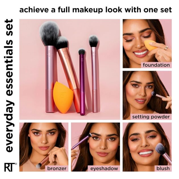 Real Techniques 5 Piece Everyday Essentials Makeup Brush Set